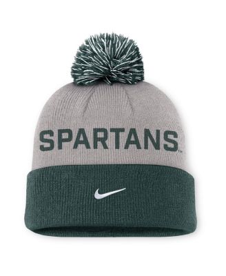 Men's Gray/Green Michigan State Spartans Primetime Peak Cuffed Pom with Knit Hat