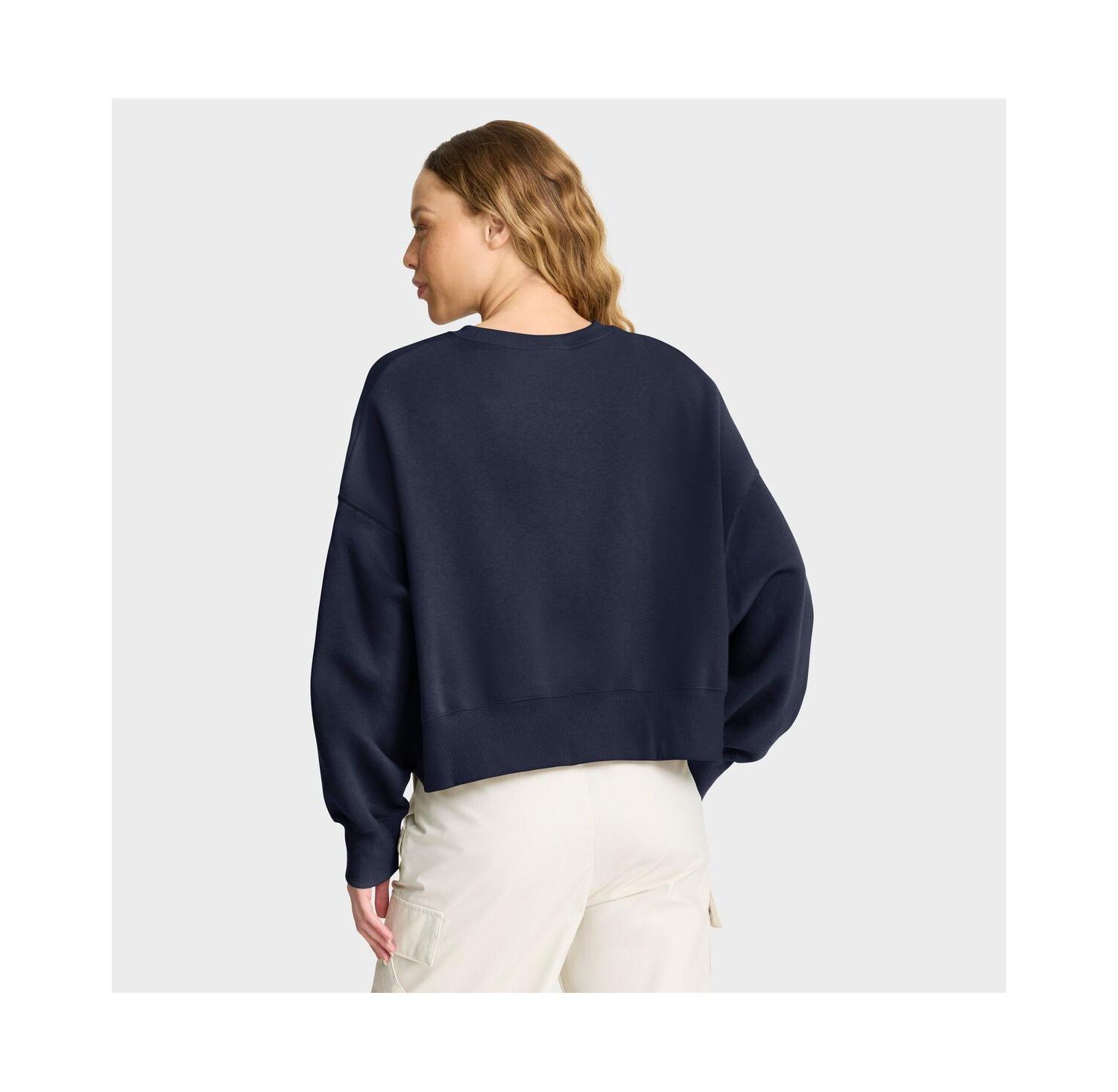 Women's Navy Arizona Wildcats Oversized Phoenix Arch Pullover Sweatshirt