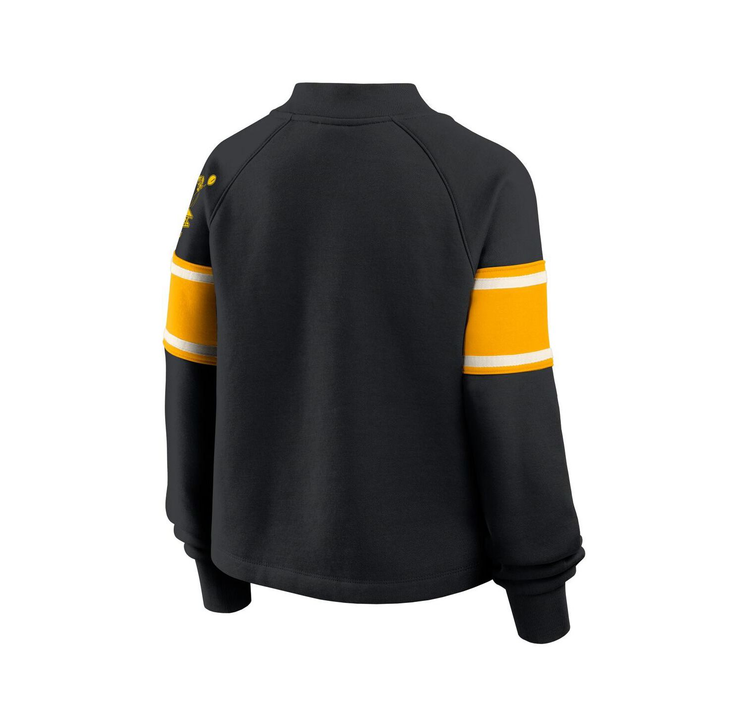 Women's Black Pittsburgh Steelers Oversized Hometown Toss Sweep Mock Neck Pullover Hoodie