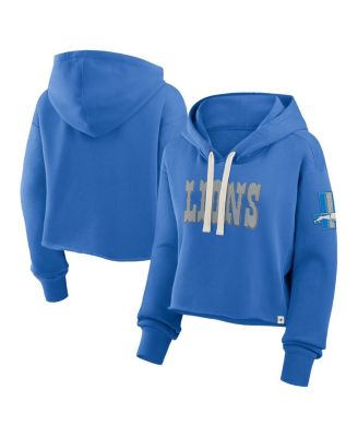 Fanatics - Women's Blue Detroit Lions Oversized Hometown Heritage Cropped Hoodie