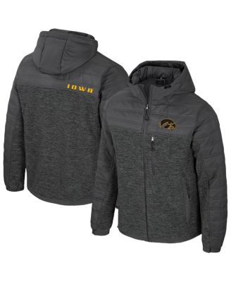 Colosseum - Men's Charcoal Iowa Hawkeyes Nightman Full-Zip Hoodie Puffer Jacket