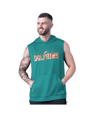 MSX by Michael Strahan - Men's Aqua Miami Dolphins Tri-Blend Rebound Sleeveless Hoodie