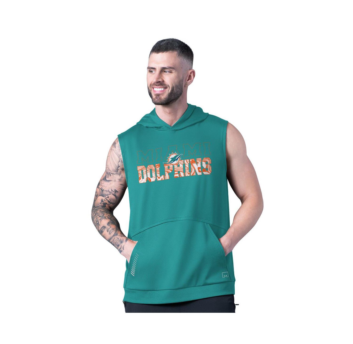 Men's Aqua Miami Dolphins Tri-Blend Rebound Sleeveless Hoodie