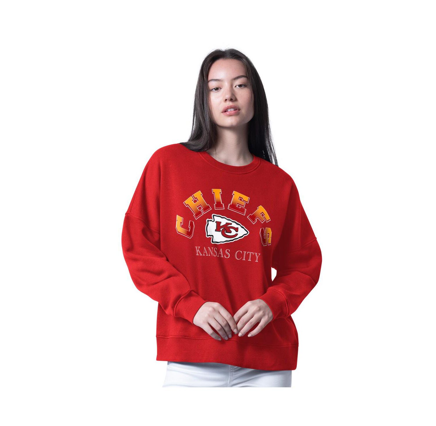 Women's Red Kansas City Chiefs Oversized Feud Sweatshirt