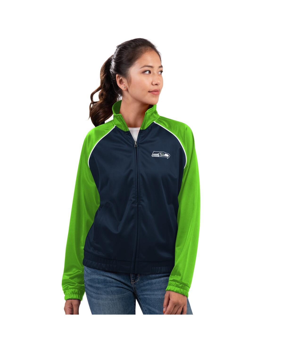 G-iii 4her By Carl Banks Women's College Navy Seattle Seahawks Replay Full-zip Track Jacket In Blue
