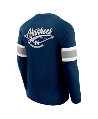 Men's Darius Rucker Collection by Fanatics Navy New York Yankees Waffle-Knit Raglan Long Sleeve Henley T-Shirt