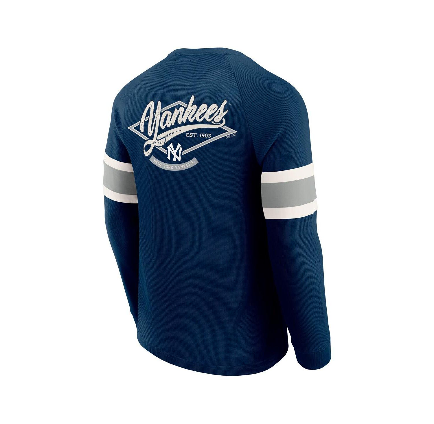Men's Darius Rucker Collection by Fanatics Navy New York Yankees Waffle-Knit Raglan Long Sleeve Henley T-Shirt