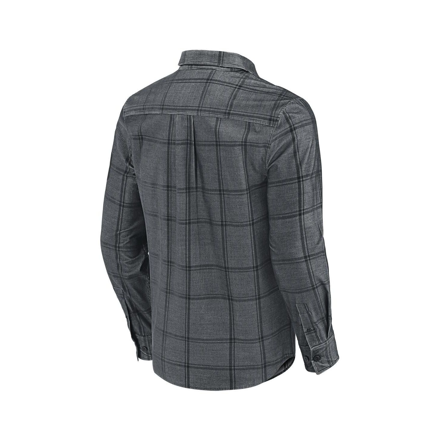 Мужские рубашки Darius Rucker Collection by Fanatics Gray San Diego Padres Thin Wale Corduroy Plaid Button Up — фото 3