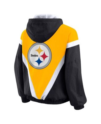Women's Gold/Black Pittsburgh Steelers Plus Size Retro Crinkle Full-Zip Windbreaker Jacket