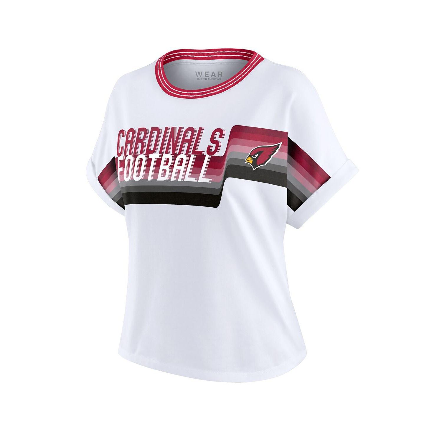 Women's White Arizona Cardinals Cropped Center Stripe Dolman T-Shirt