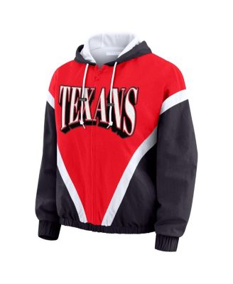 Women's Red/Navy Houston Texans Retro Crinkle Full-Zip Hoodie Windbreaker Jacket