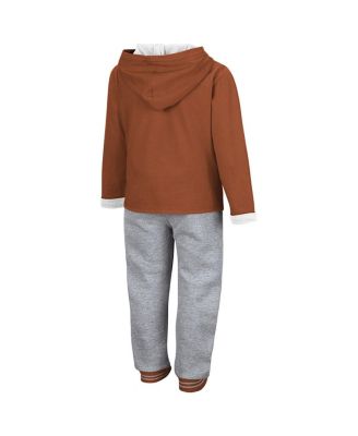 Toddler 2-Piece Texas Orange/Heather Gray Texas Longhorns Poppies Hoodie and Sweatpants Set