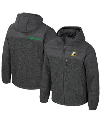 Colosseum - Men's Charcoal Oregon Ducks Nightman Full-Zip Hoodie Puffer Jacket