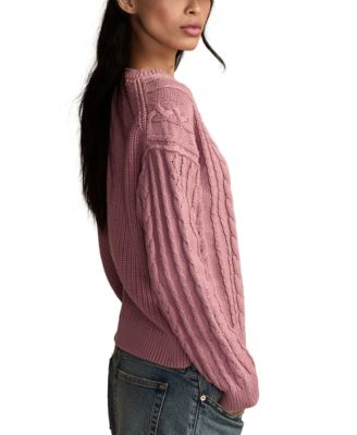 Women's Cable Knit Crew Neck Sweater