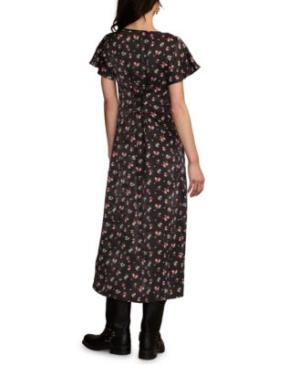 Women's Flutter Sleeve Midi Dress