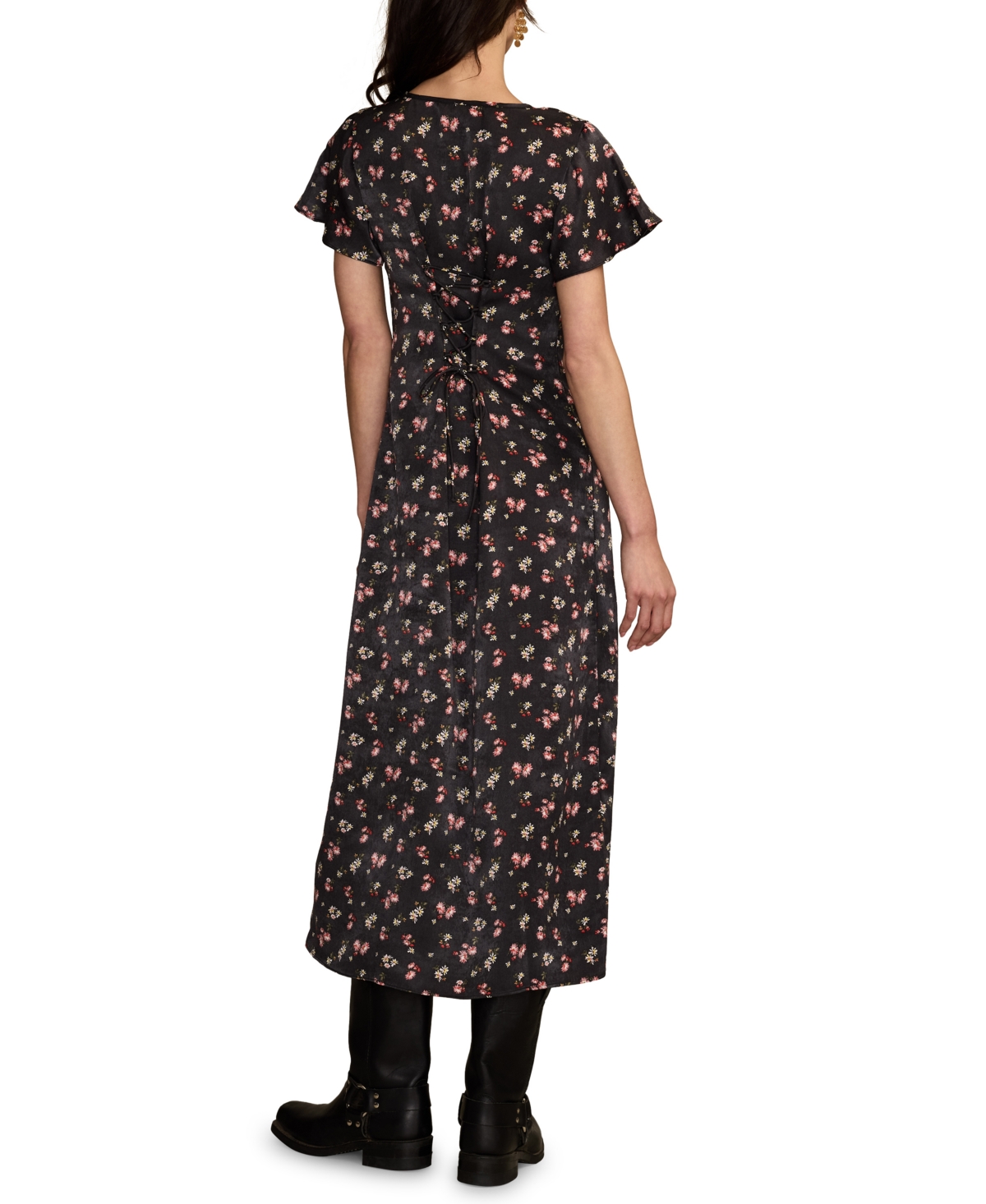 Lucky Brand Women's Flutter Sleeve Midi Dress In Multi