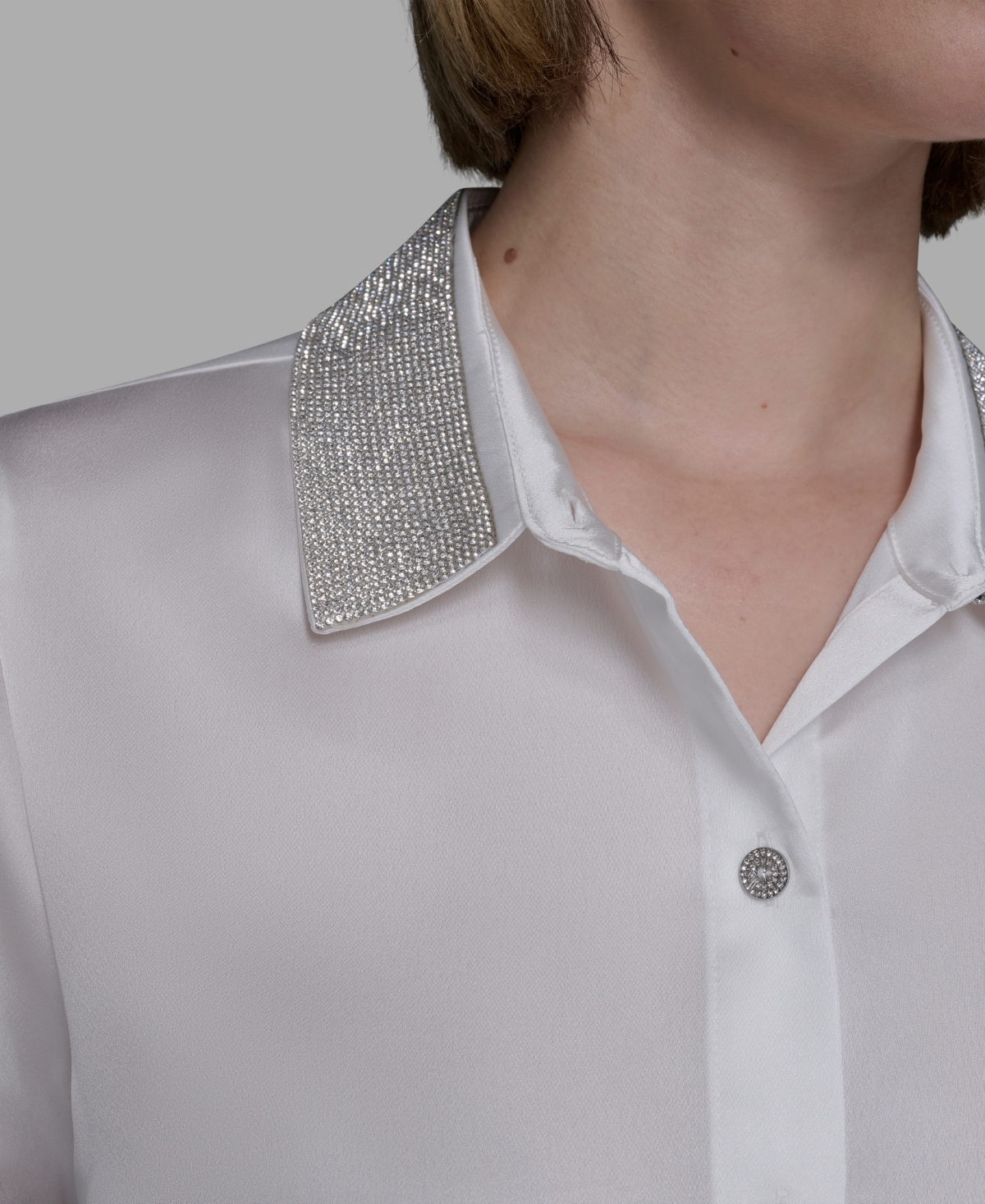 Karl Lagerfeld Women's Collared Neck Shirt In Animal Print