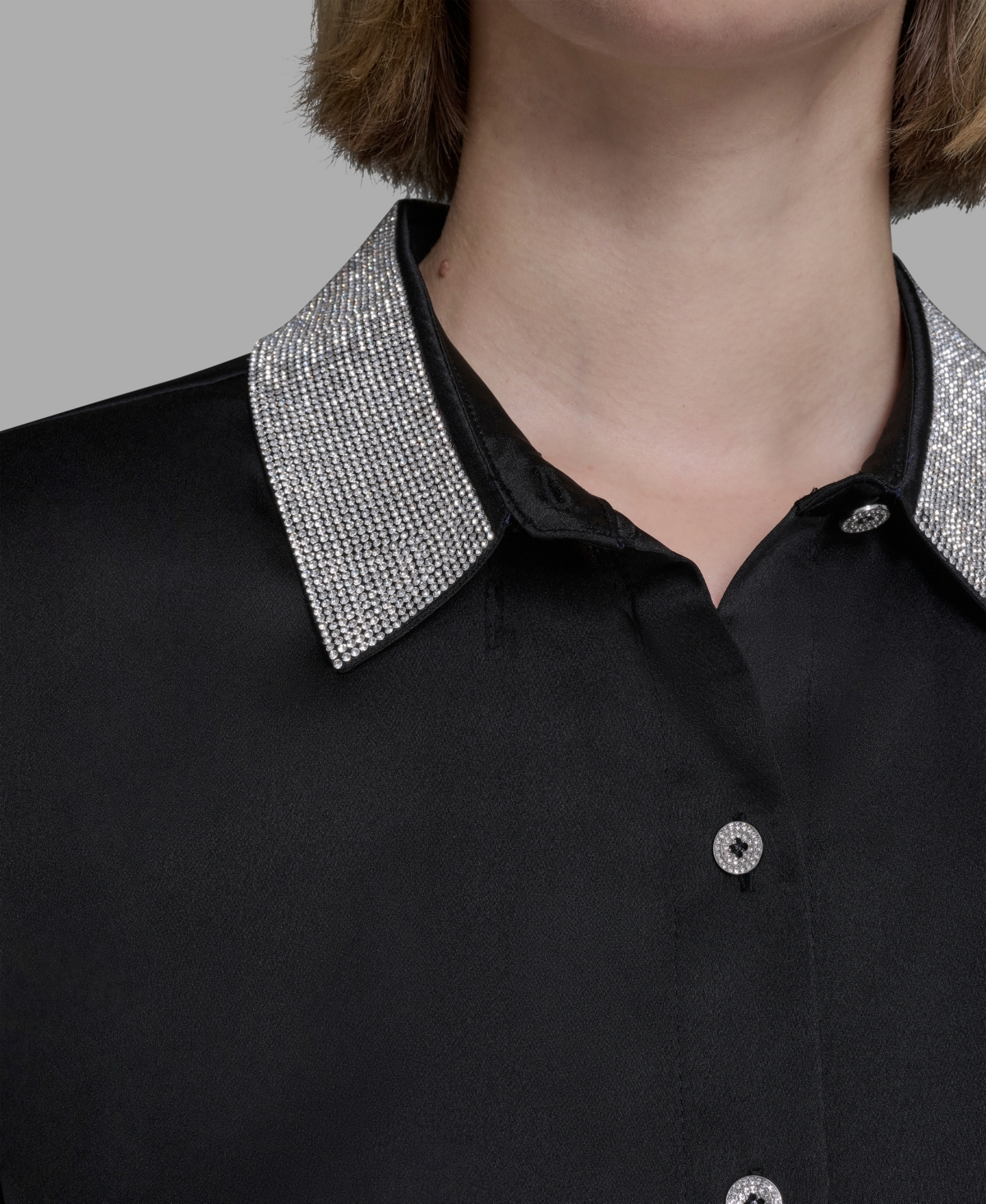 Karl Lagerfeld Women's Collared Neck Shirt In Black