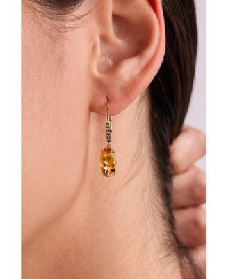 Chocolatier&reg; Cinnamon Citrine&reg; (3-3/4 ct. t.w.) & Chocolate Diamond&reg; (1/10 ct. t.w.) Earrings in 14k Yellow Gold