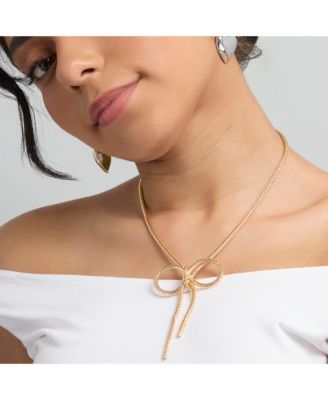 BCBG Generation Gold Bow Pendant Chain Necklace