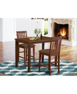 3 PC Solid wood high top Table and 2 Kitchen Dining Chairs counter height Dining set
