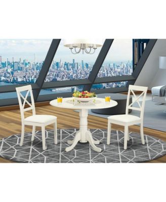 3-Piece Rubberwood Round Pedestal Table with X-Back Chairs Dining Room Set