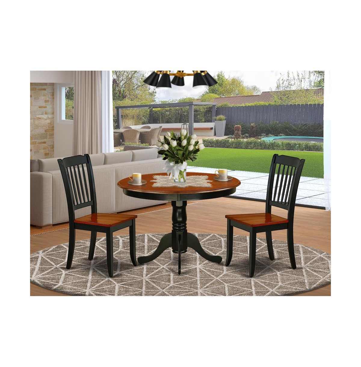 East West Furniture Dining Room Set Black & Cherry