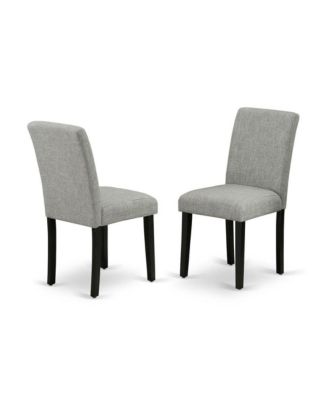 5-Pc Dinette Set - 4 Kitchen Chairs and 1 Modern Rectangular Wire Brushed Black Kitchen Table with High Chair Back - Linen White Finish