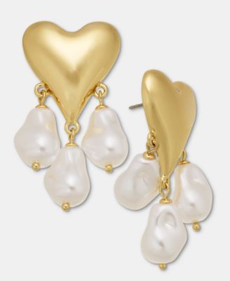 I.N.C. International Concepts - Imitation Pearl Charm Heart Drop Earrings