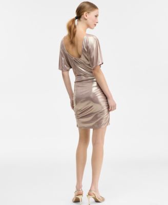Women's Lam&eacute; Ruched Mini Dress