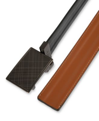 Men's Reversible Plaid Plaque Compression Locking Buckle Belt