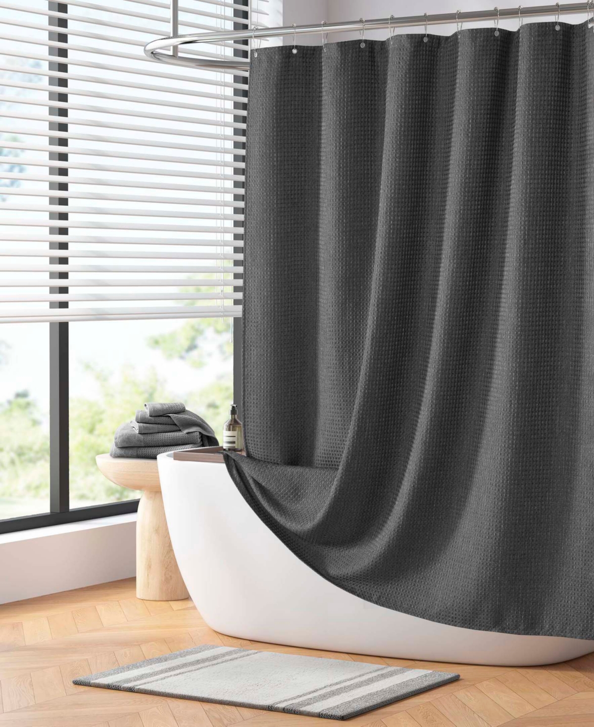Madison Park Arbor Waffle Shower Curtain, 72" X 72" In Gray