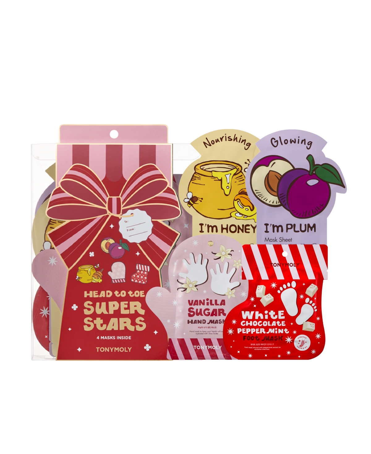 Tonymoly Head To Toe Superstars 4-pc. Foot, Hand, And Face Mask Set In Transparent