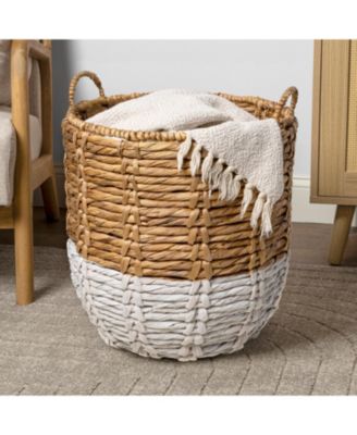 Jonathan Y Laurel 19.49" Bohemian Hand-Woven Abaca Hamper Basket with Handles