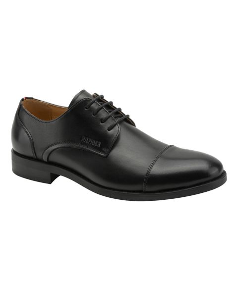 Мужские туфли Tommy Hilfiger Creagan Leather Derby Dress Shoes, цвет: Чёрный кожаный