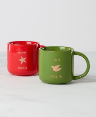 Kate Spade Be Jolly Warm Wishes Mugs, Set of 2