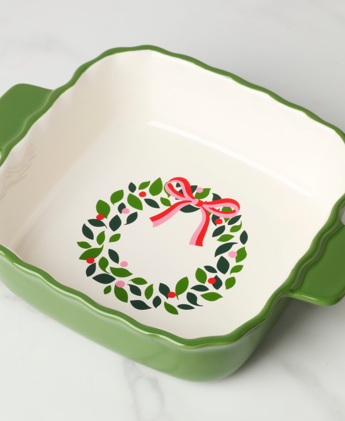 Kate Spade Evergreen Square Scallop Baking Dish In Green