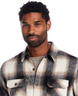 Wool Blend Brushed Plaid Shirt Jacket