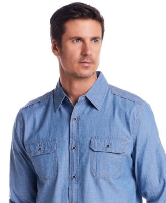 Men's Roll Up Sleeve Ripstop Denim Shirt