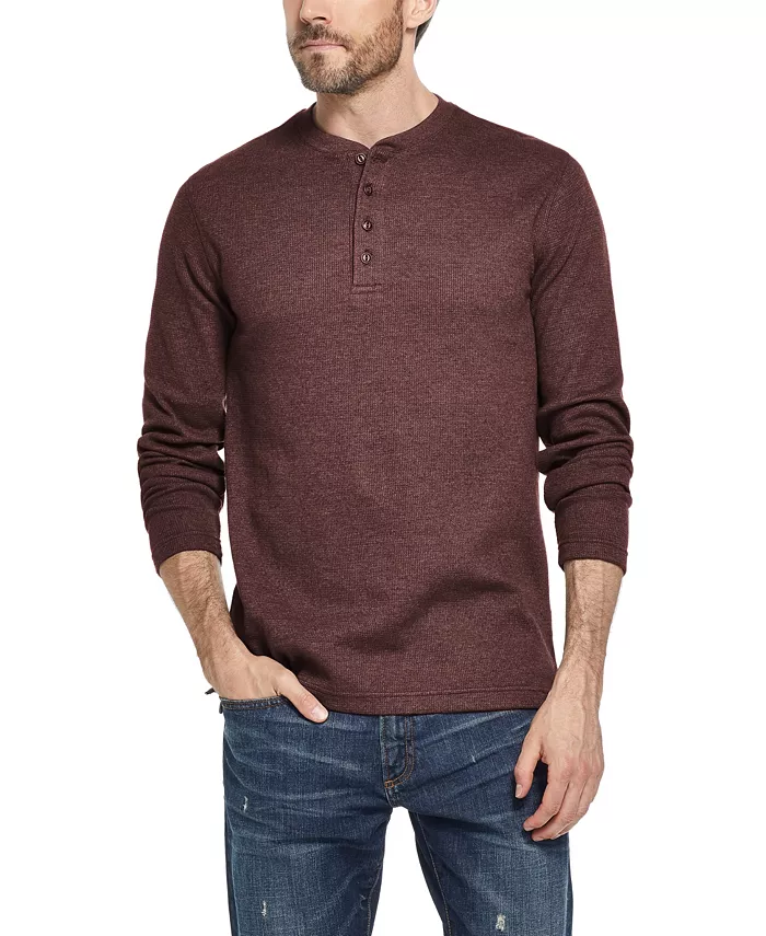 Men's Long Sleeved Waffle Henley T-shirt