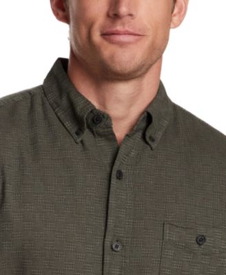 Men's Button Front Collared Textured Dobby Shirt
