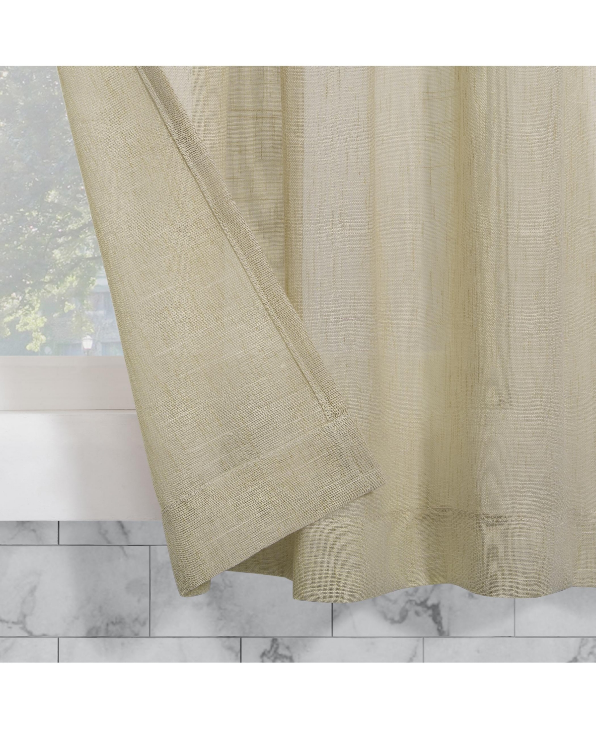 Slub Textured Linen Blend Cafe Curtain Pair