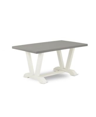 5-Pc. Cement & Linen White Rubberwood Doeskin Linen Button-Tufted Dining Set