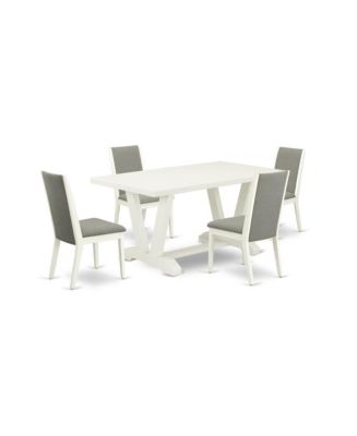 East West Furniture 5 Pc Set Linen White Dining Table with 4 Linen ...