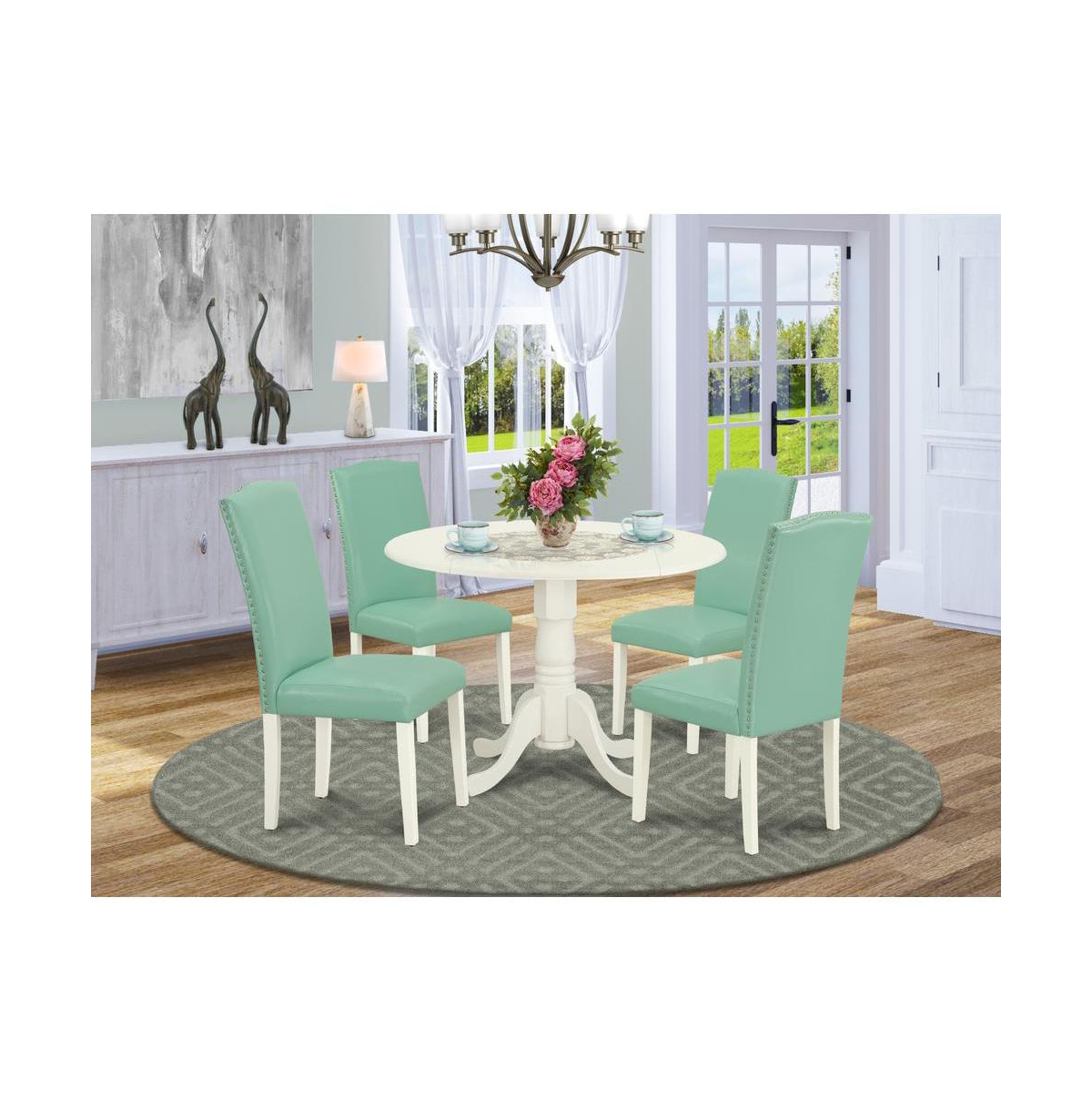 East West Furniture Dining Room Set Linen White