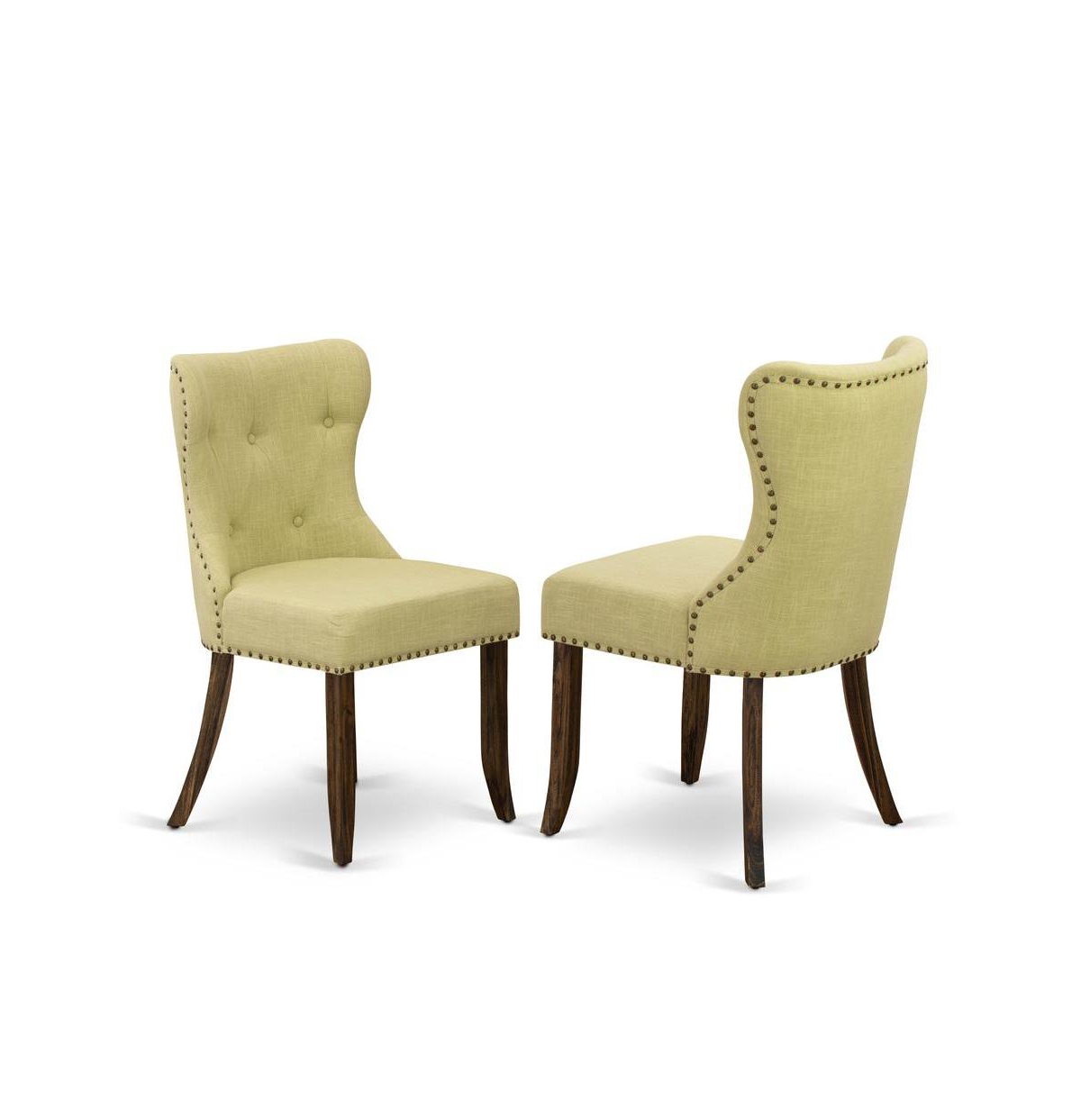 East West Furniture 5-Pc Dining Room Set- 4 Parson Dining Chairs with Limelight Linen Fabric Seat and Button Tufted Chair Back
