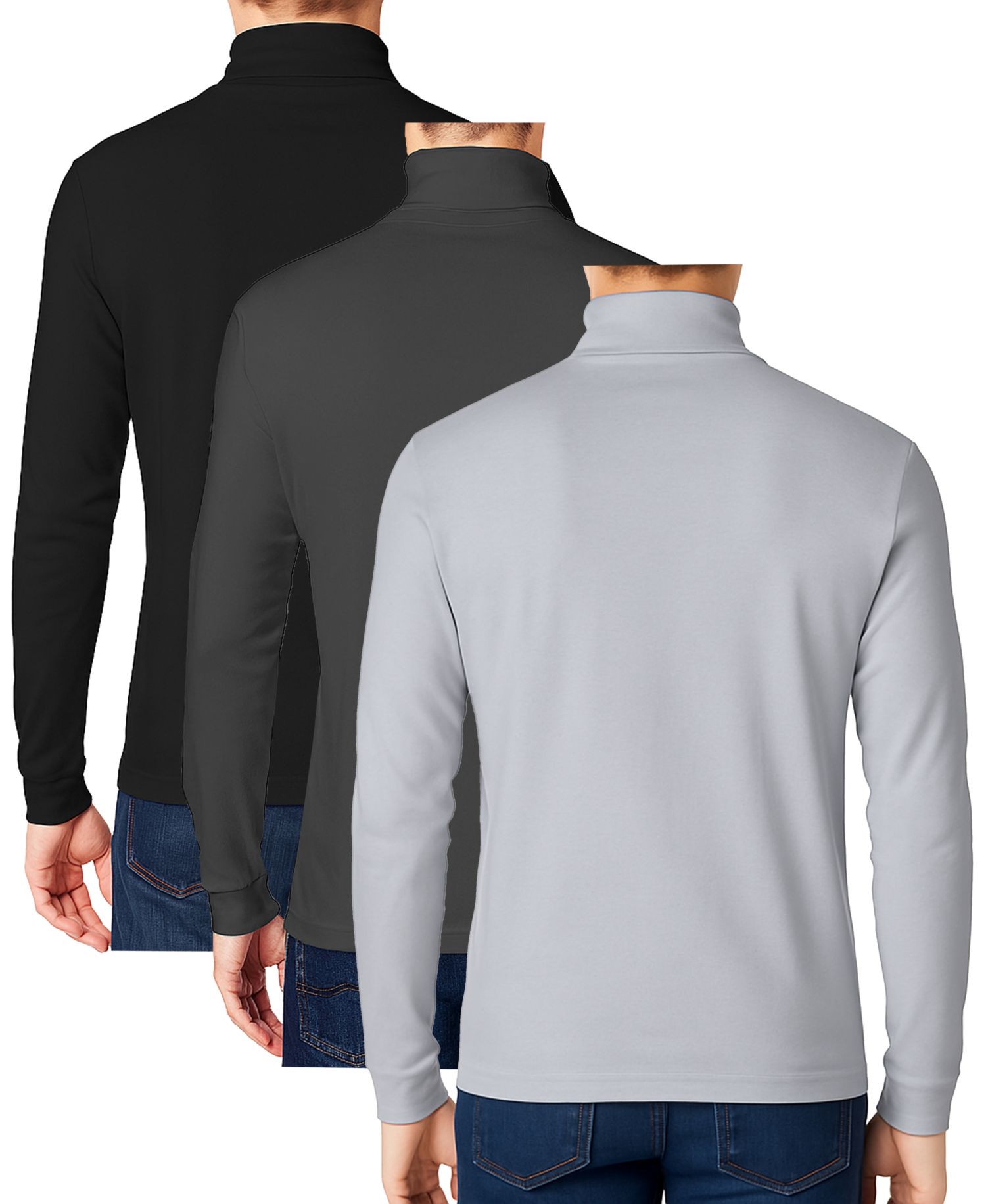 Men's 3-Pack Long Sleeve Turtle Neck T-Shirt