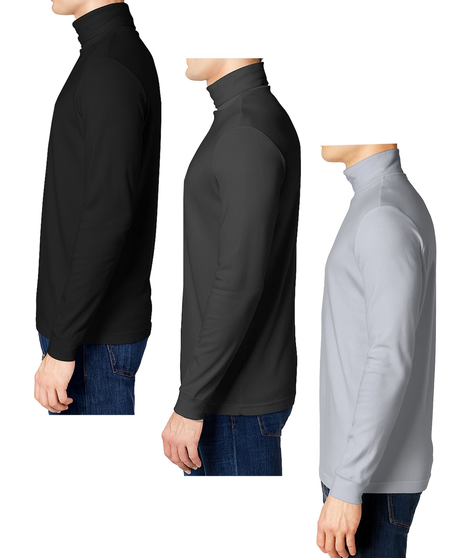 Men's 3-Pack Long Sleeve Turtle Neck T-Shirt