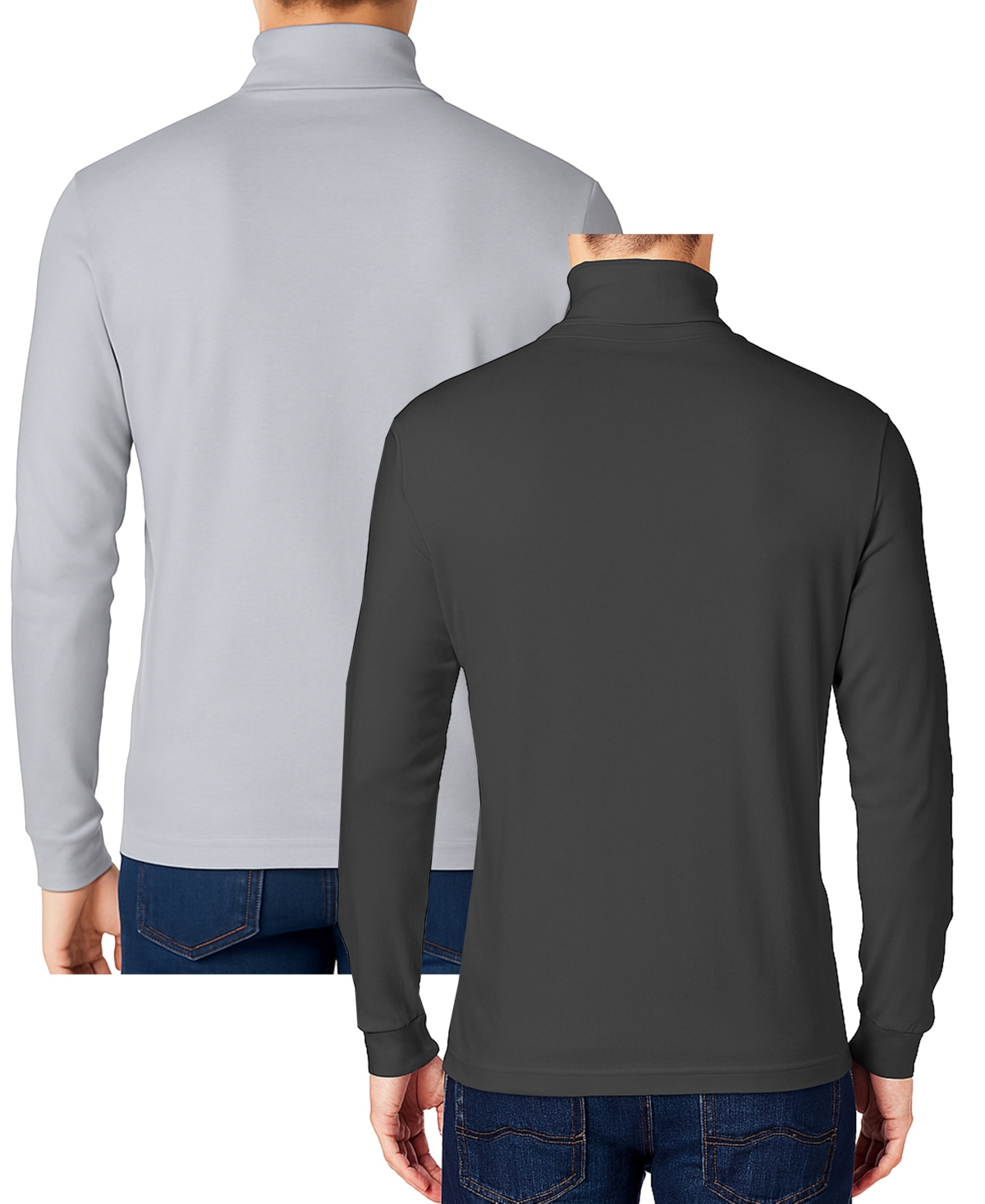 Galaxy By Harvic Men's 2-pack Long Sleeve Turtle Neck T-shirt In Gray