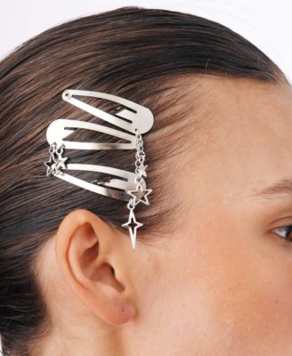Steel Snap Hair Clips With Star Charms